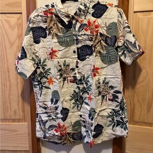 Tropical Leaf Print Men's Casual Shirt